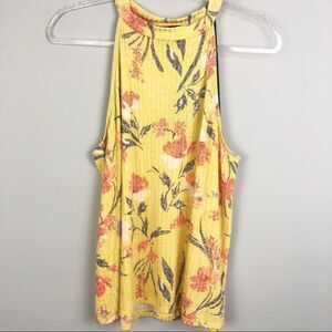 ANTHROPOLOGIE | W5 Yellow Floral High Neck Top Button Back NEW Women’s Size L